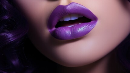 Lips of a beautiful girl art makeup close-up makeup purple