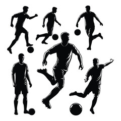 Silhouette set of soccer players