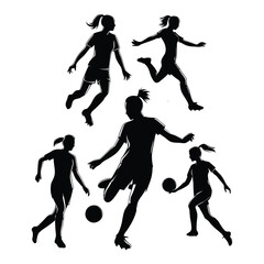 Silhouette set of soccer players