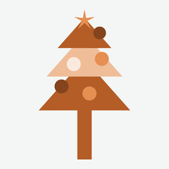 Christmas trees, pines for greeting cards, invitations, banners, web. New Year's and Christmas traditional symbol tree with garlands, light bulbs, and stars. Winter holiday. Icons collection