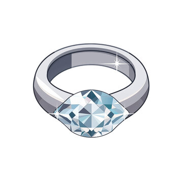 Flat minimal design clipart of Diamond Ring