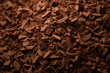 Close up generative AI picture of broken grated chocolate natural ingredient for desserts - Powered by Adobe
