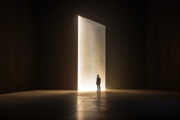 Obraz premium Man in front of a light. Gateway concept
