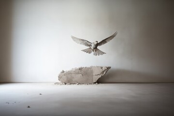 Holy Spirit over a broken piece of cement. Christian concept of faith and hope - obrazy, fototapety, plakaty