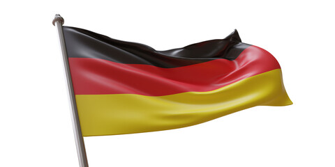 Germany flag waving isolated on white transparent background, PNG.