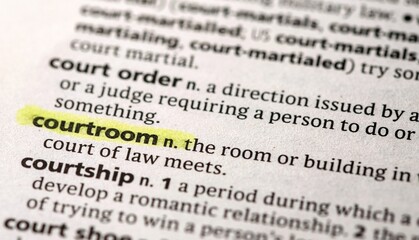Fototapeta premium close up photo of the word courtroom