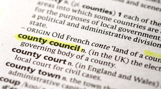 close up photo of the words county council