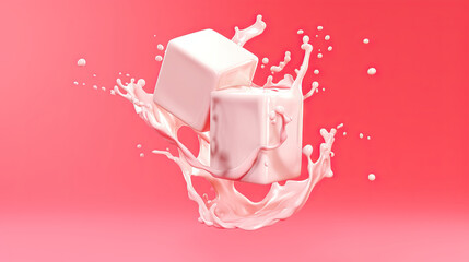  a milk carton is falling into a splash of milk.  generative ai