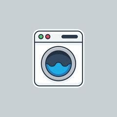 Unique Cute white washing machine Flat Icon Design