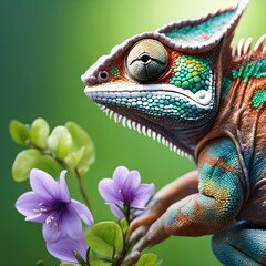 AI generated illustration of a lizard perched on a curved brown tree branch