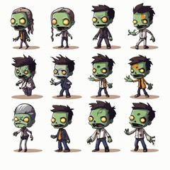 Vector set of cartoon zombies