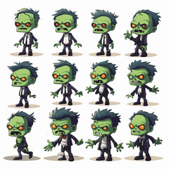 Vector set of cartoon zombies