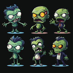 Vector set of cartoon zombies