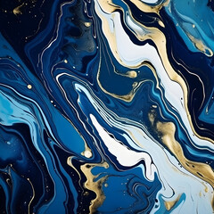 Swirls of liquid blue and golden paints. Abstract waves skin wall luxurious art ideas. Swirls of marble or the ripples of agate. Fluid art. abstract waves skin wall luxurious art ideas.