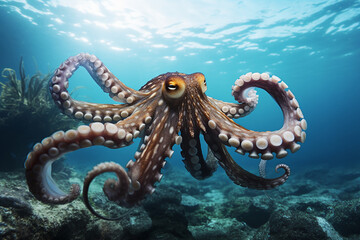 The enormous Pacific octopus, scientifically referred to as Enteroctopus dofleini, or previously Octopus apollyon, is commonly known as the North Pacific giant octopus. Generative AI.