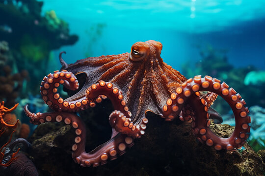The enormous Pacific octopus, scientifically referred to as Enteroctopus dofleini, or previously Octopus apollyon, is commonly known as the North Pacific giant octopus. Generative AI.