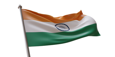 India flag waving isolated on white transparent background, PNG. © Rawf8