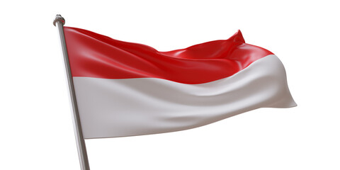 Indonesia flag waving isolated on white transparent background, PNG.