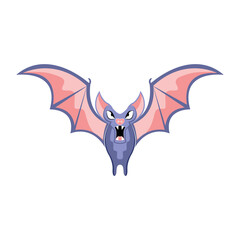 Bat Character of Hallowen Isolated Retro Cartoon Vector