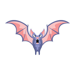 Bat Character of Hallowen Isolated Retro Cartoon Vector