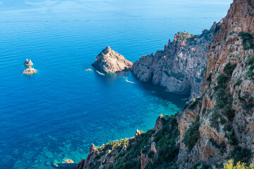 Fototapeta premium Landscape with Capo Rosso, Corsica island, France