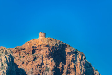 Fototapeta na wymiar Landscape with Capo Rosso, Corsica island, France