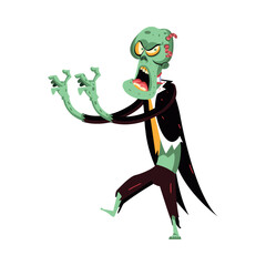 Zombie Character of Hallowen Isolated Retro Cartoon Vector