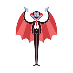 Dracula Character of Hallowen Isolated Retro Cartoon Vector
