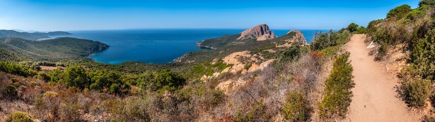 Fototapeta na wymiar Landscape with Capo Rosso, Corsica island, France