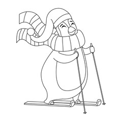 Penguin Character for Merry Christmas, Isolated in Retro Cartoon Style