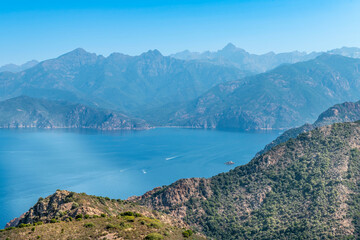 Fototapeta premium Corsica island, landscape of Porto bay, France