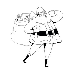 Santa Claus Character for Merry Christmas Isolated Retro Cartoon Vector