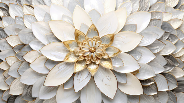 Fototapeta white flower sacred geometry wedding purity - by generative ai
