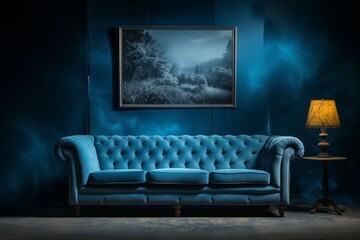 Blue Sofa in Studio Interior