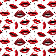 Fototapeta na wymiar Lips of woman seamless pattern design for wallpaper or background