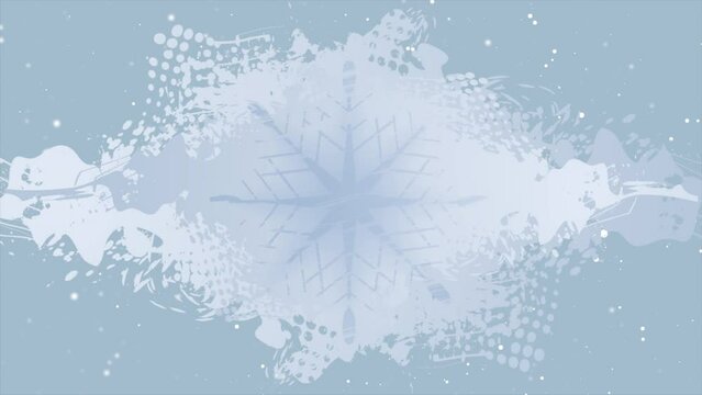 Light blue winter background with grunge snowflake. Seamless looping New Year abstract motion design. Video animation Ultra HD 4K 3840x2160