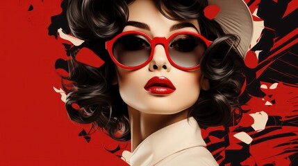 Obraz premium Conceptual art design picture of beautiful woman face, image to print for decoration