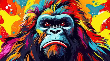  a monkey with a colorful background is featured in this image.  generative ai