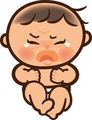 泣く生まれたてのかわいい赤ちゃんのイラスト