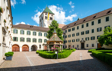 Novacella Augustinian Abbey (courtyard) in the municipality of Vahrn in the northern Italian province of South Tyrol, Brixen, Bressanone, juni 12, 2023
