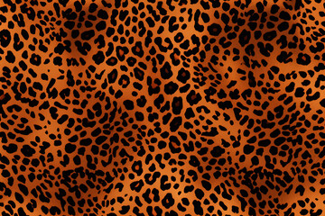 a repeating leopard pattern texture in seamless shades of orange and black. Generative AI. - obrazy, fototapety, plakaty