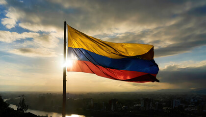Colombia flag patriotic sense - obrazy, fototapety, plakaty