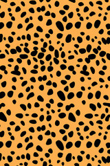 a repeating leopard pattern texture in seamless shades of orange and black. Generative AI.