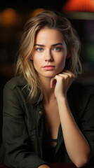 Fototapeta premium A Professional Portrait Of A Woman With A Thoughtful, Background Image, Best Phone Wallpapers