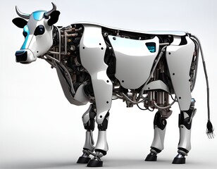 Robot cow, white plastic and metal