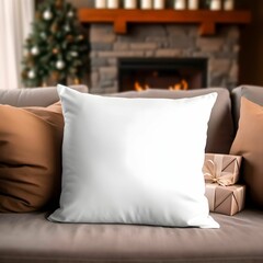 a white pillow sitting on top of a sofa near pillows