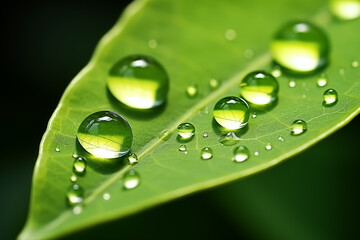 water drops on green leaf