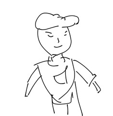 a drawing of a man with his arms crossed