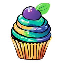 cupcake with cream and cherry