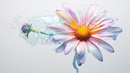  a pink and yellow flower with water droplets on it's petals.  generative ai